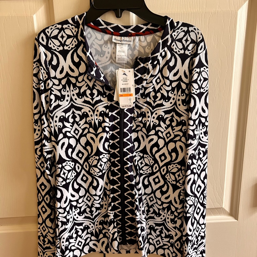 Navy and White Ikat Rashguard Tommy Bahama - Picture 2 of 5